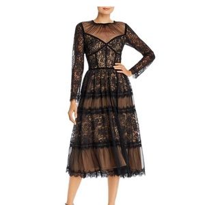 TADASHI SHOJI all over lace tea length dress